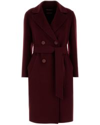 Max Mara - Cappotto Canneti bordeaux in cashmere e lana - Lyst