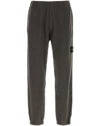 Stone Island - Charcoal Cotton joggers - Lyst