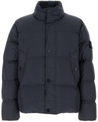 Stone Island - Navy Blue Nylon Down Jacket - Lyst