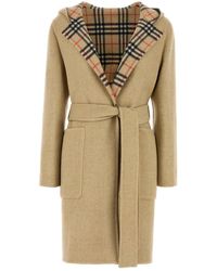 Burberry - Cappotto reversibile in lana beige - Lyst