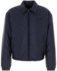 Prada - Giubbino imbottito in Re-Nylon blu navy - Lyst