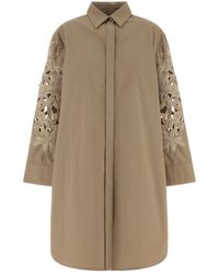 Agnona - Dove Grey Poplin Shirt Dress - Lyst