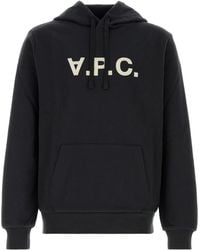 A.P.C. - Black Stretch Cotton Sweatshirt - Lyst