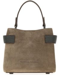 Brunello Cucinelli - Mud Suede Handbag - Lyst