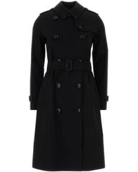 Burberry - Black Gabardine Trench Coat - Lyst