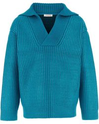 Valentino Garavani - Turquoise Silk Blend Sweater - Lyst