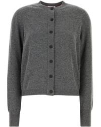 Ferragamo - Dark Grey Stretch Cashmere Blend Cardigan - Lyst