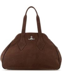 Vivienne Westwood - Borsa a spalla Yasmine grande in pelle scamosciata cioccolato - Lyst