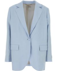 Agnona - Pastel Light-blue Linen Blazer - Lyst