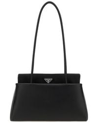 Prada - Borsa a spalla Passage media in pelle nera - Lyst