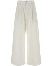 Jil Sander - White Cotton Wide-leg Pant - Lyst
