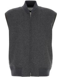 Bottega Veneta - Gilet in lana grigio scuro - Lyst