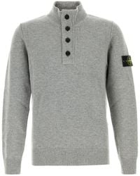 Stone Island - Grey Wool Blend Sweater - Lyst