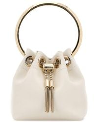 Jimmy Choo - Ivory Nappa Leather Micro Bon Bon Bucket Bag - Lyst