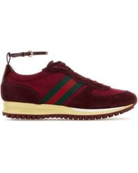 Gucci - Sneakers Re-Motion bordeaux in tessuto GG e pelle scamosciata - Lyst