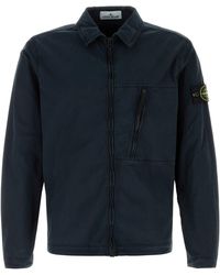 Stone Island - Navy Blue Stretch Cotton Jacket - Lyst