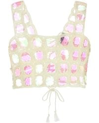 MY BEACHY SIDE - Ivory Crochet Riviera Crop-top - Lyst