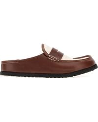 Birkenstock - Two-tone Canvas And Nappa Leather Naples Slippers - Lyst