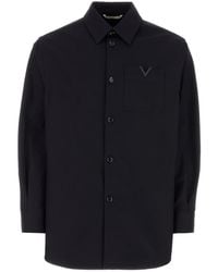 Valentino Garavani - Midnight Blue Stretch Cotton Shirt - Lyst