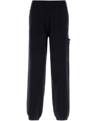 Stone Island - Midnight Blue Wool Blend joggers - Lyst
