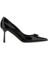 Prada - Scarpe con tacco in pelle nera - Lyst