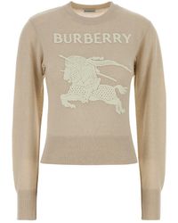 Burberry - Sand Wool Blend Sweater - Lyst