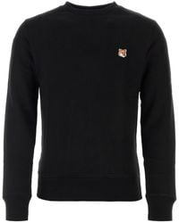 Maison Kitsuné - Felpa in cotone nero - Lyst