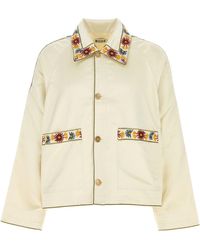 Bode - Ivory Satin Candyfloss Jacket - Lyst