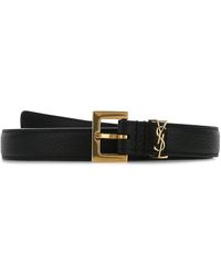 Saint Laurent - Cintura in pelle nera - Lyst