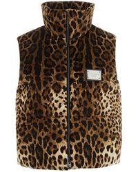 Dolce & Gabbana - Sleeveless Leopard-Print Jacket With Logo Tag - Lyst