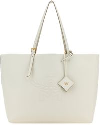 MCM - Borsa shopping Himmel large in pelle bianca - Lyst