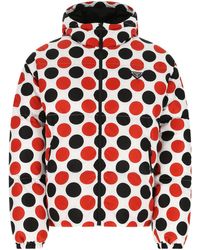 Prada Synthetic Printed Nylon Down Jacket in Red for Men - Save 37 
