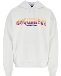 DSquared² - Casual Cotton Hoodie With Bold Logo And Relaxed Fit - Lyst