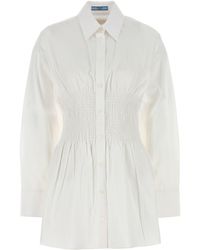 Prada - Camicia in popeline bianco - Lyst
