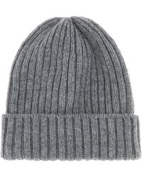 Fedeli - Grey Cashmere Beanie Hat - Lyst