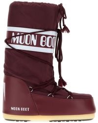 Moon Boot - Burgundy Nylon And Synthetic Leather Icon Boots - Lyst