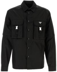 Prada - Camicia in Re-Nylon nero - Lyst