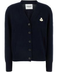 Isabel Marant - Cardigan Karina in misto cotone blu notte - Lyst