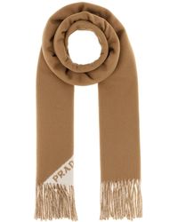 Prada - Sciarpa in cashmere cammello - Lyst