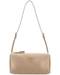 Prada - Borsa a spalla mini in raso sabbia - Lyst