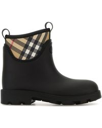 Burberry - Stivaletti Marsh Stamp in gomma nera - Lyst