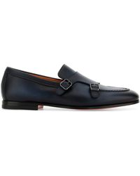 Santoni - Midnight Leather Dong Monk Strap Shoes - Lyst