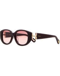 Chloé - Burgundy Acetate Sunglasses - Lyst