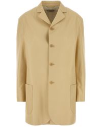 Jil Sander - Cream Leather Blazer - Lyst