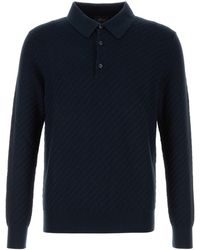 Brioni - Midnight Blue Cotton Blend Polo Shirt - Lyst