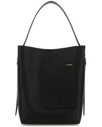 Valextra - Black Leather Soft Bucket Bag - Lyst