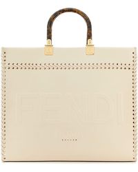 Fendi - Ivory Leather Medium Sunshine Shopping Bag - Lyst