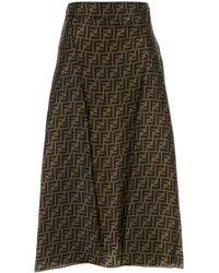Fendi - Gonna in seta ricamata - Lyst