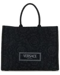 Versace - Embroidered Fabric Big Athena Shopping Bag - Lyst