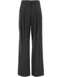 PT Torino - Charcoal Stretch Wool Blend Wide-leg Pant - Lyst